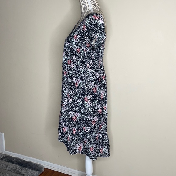 Free Preople Peasant Babydoll Floral Mini Press Black M - Picture 3 of 12